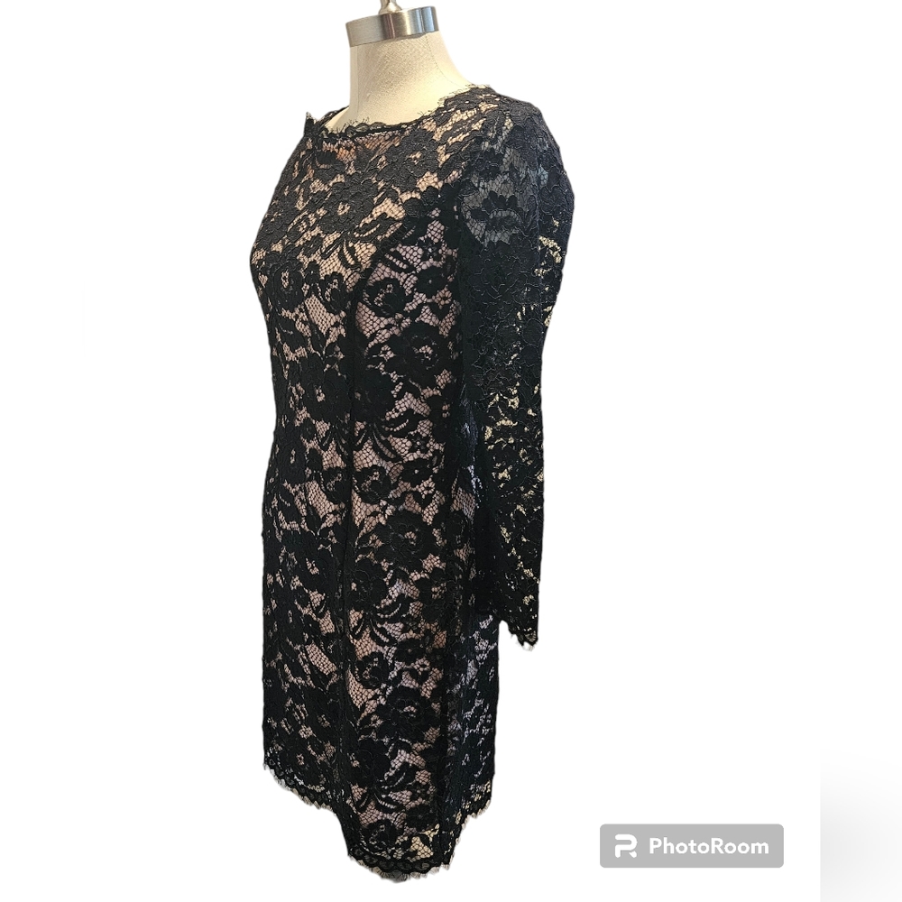 MADISON MARCUS Black Lace  V-Back Dress | SZ M